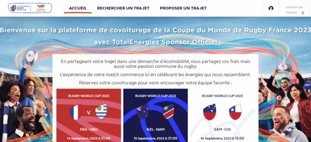 Carpooling service of the Rugby World Cup 2023