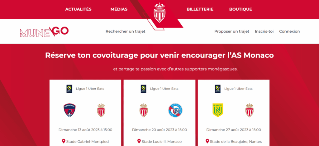 Plateforme de covoiturage AS Monaco